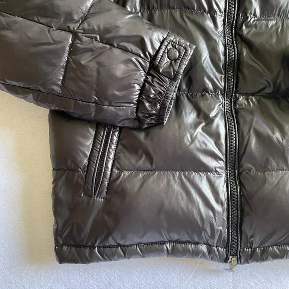 Moncler Maya Puffer Jacket Men's 5 Black Shiny Glossy Down Coat - Picture 5 of 16